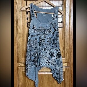 Disney Parks Tank Top Shirt Womens Medium Once Upon A Time Cinderella Blue Bling